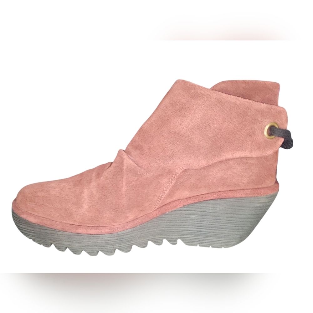 FLY London YEBI Wedge Heel Ankle Boots - Wine Oil Suede, Womens 40 EU (9-9.5 US) - Picture 5 of 12